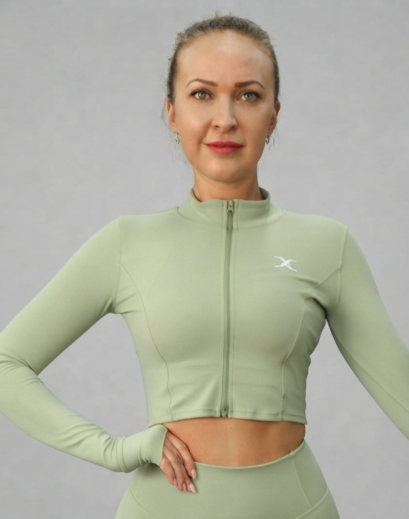 Women's Active Crop Full Zip Long Sleeve